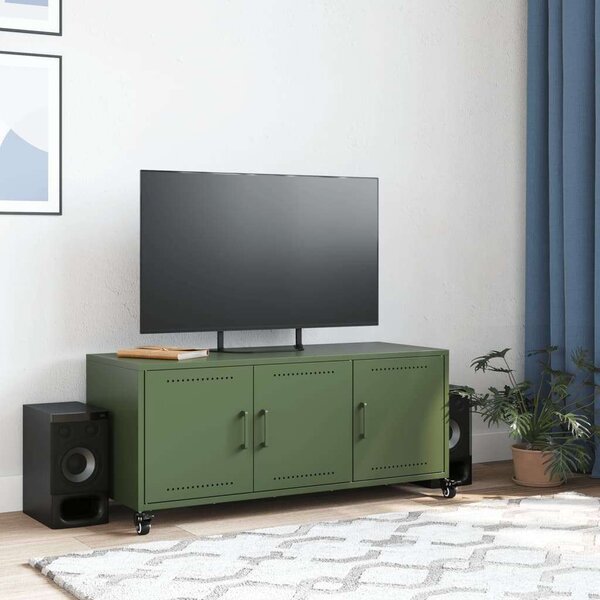 VidaXL Acél TV-szekrény - Olívazöld - 100x40x45 cm