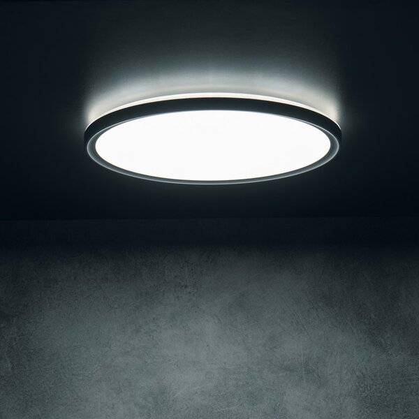 KANLUX KANLUX, AZPO LED mennyezeti lámpa, 420 mm átmérő, 22W, 3000/4000/6000K, IP54, matt fekete, 31517