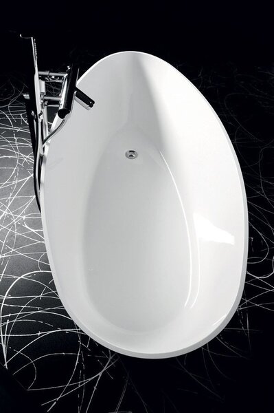 Gelco Gelco, ELIPSIE - kád, 1570x700x560mm, öntött márvány, űrtartalom 260l, fehér fényű, GVEL1570