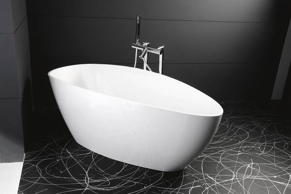 Gelco Gelco, ELIPSIE - kád, 1570x700x560mm, öntött márvány, űrtartalom 260l, fehér fényű, GVEL1570