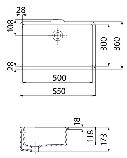 Deante Temisto, süllyesztett kerámia mosogató 500x300x173 mm, fehér fényes, DEA-CDT_6U5U