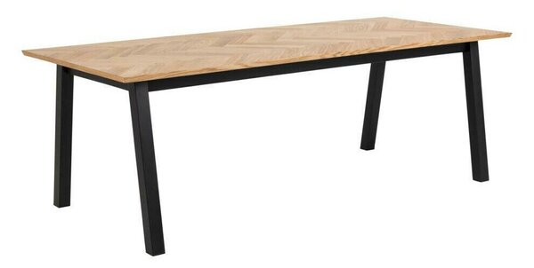 Asztal Oakland 388, Tölgy, Fekete, 75x95x220cm, Hosszabbíthatóság, Természetes fa furnér, Laminált forgácslap, Közepes sűrűségű farostlemez