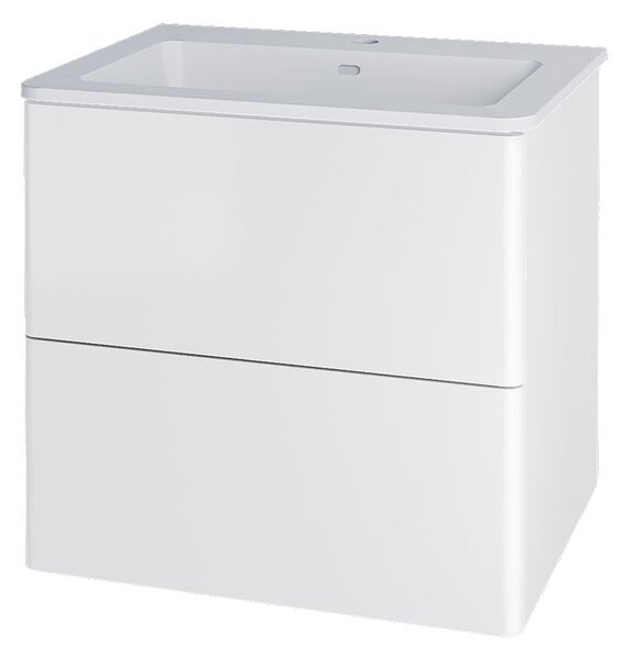 Mereo Mereo, Siena, fürdőszoba szekrény öntött márvány mosdóval 61 cm, fehér, antracit, fekete, MER-CN410M