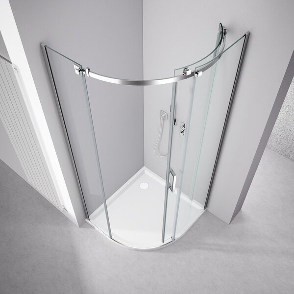 Polysan Polysan, THRON SQUARE negyedkör alakú zuhanyfal 900x900 mm, átlátszó üveg, jobb oldali, TL2690R-5002