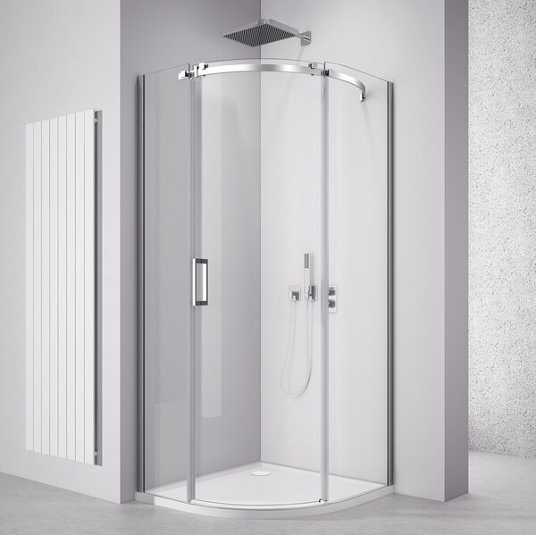 Polysan Polysan, THRON SQUARE negyedkör alakú zuhanyfal 900x900 mm, átlátszó üveg, jobb oldali, TL2690R-5002