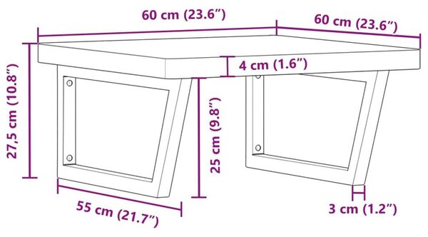 VidaXL Falra Szerelhető Mosdópolc - Bükkfa - 60x60 cm