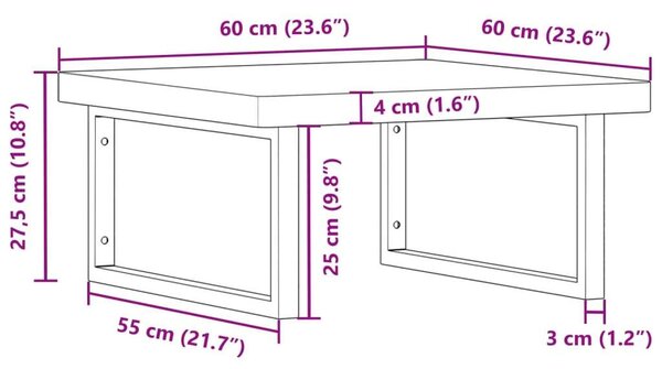 VidaXL Falra Szerelhető Mosdópolc - Bükkfa - 60x60 cm