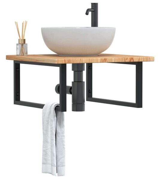 VidaXL Tölgyfa Mosdópolc - Falra Szerelhető - 60x60 cm