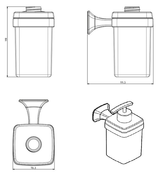 METAFORM METAFORM, AIDA szappanadagoló 270 ml, tejüveg, króm, AI019