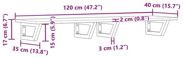 VidaXL Akácfa Mosdópolc - Falra Szerelhető - 120cm