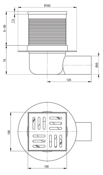 Deante Deante, pontszerű zuhanyfolyó arany ráccsal 105x105mm, arany matt, DEA-KOS_R01C