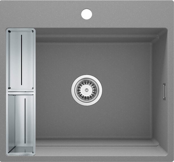 Deante Magnetic, 1 kamrás gránit mosogató 560x520x220mm, szürke metál, DEA-ZRM_S10A