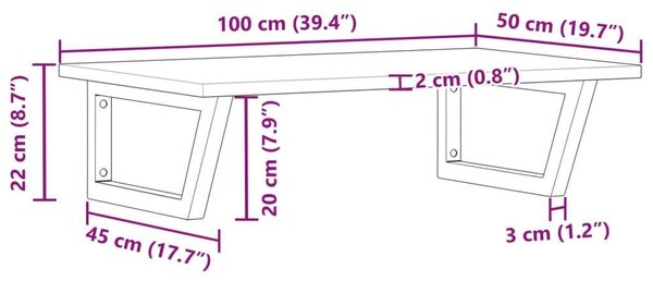 VidaXL acél és tömör akácfa falra szerelhető mosdópolc