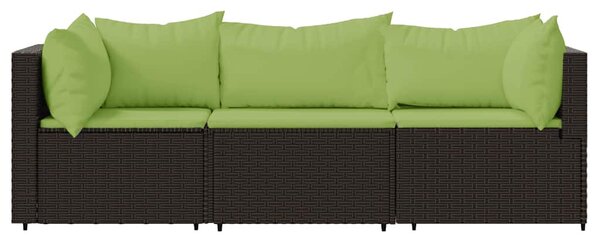 3 részes barna polyrattan kerti ülőgarnitúra párnával