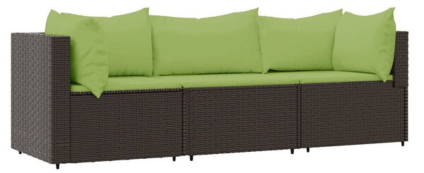 3 részes barna polyrattan kerti ülőgarnitúra párnával