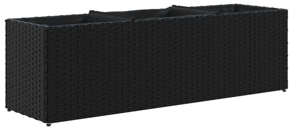 VidaXL fekete polyrattan kerti ültetőláda 3 cseréppel 105x30x32 cm