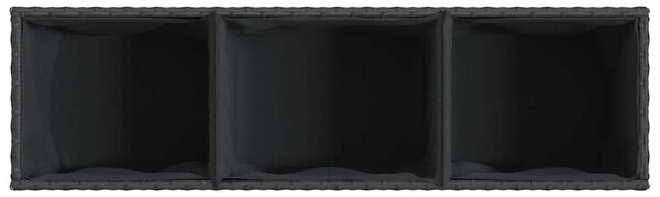VidaXL fekete polyrattan kerti ültetőláda 3 cseréppel 105x30x32 cm
