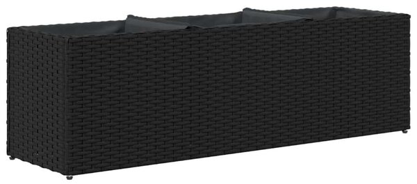 VidaXL fekete polyrattan kerti ültetőláda 3 cseréppel 105x30x32 cm