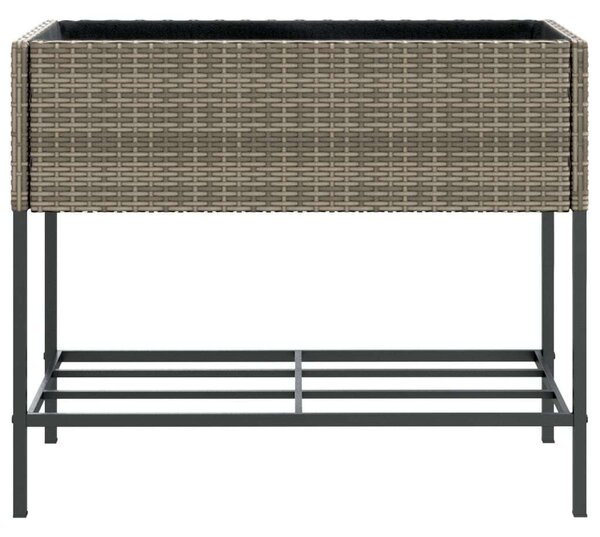 VidaXL szürke polyrattan kerti ültetőláda polccal
