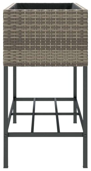 VidaXL szürke polyrattan kerti ültetőláda polccal