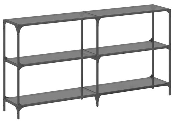 VidaXL Acél Tálalóasztal - Fekete Üveg - 158,5x30x81 cm