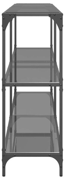 VidaXL Acél Tálalóasztal - Fekete Üveg - 158,5x30x81 cm