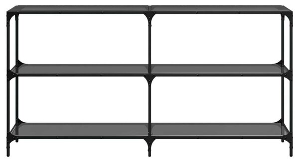 VidaXL Acél Tálalóasztal - Fekete Üveg - 158,5x30x81 cm