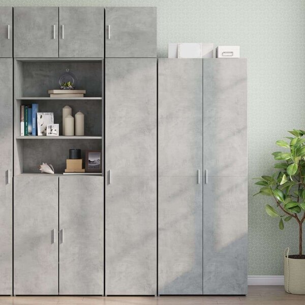 VidaXL betonszürke szerelt fa vékony tárolószekrény 40 x 42,5 x 225 cm
