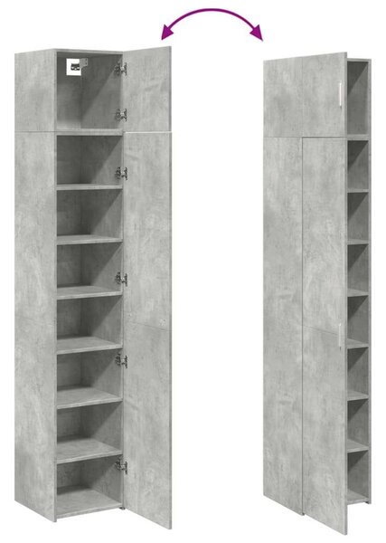 VidaXL betonszürke szerelt fa vékony tárolószekrény 40 x 42,5 x 225 cm