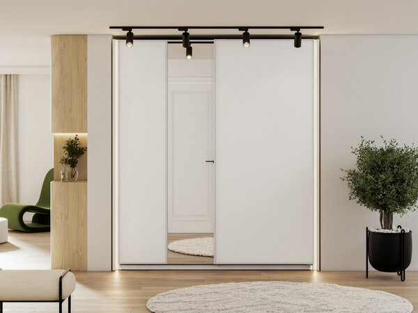 Gardróbszekrény Fresno 136, Laminált forgácslap, 235x210x71cm, Fehér