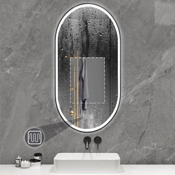 Tükör LED OVL 50x100cm Black
