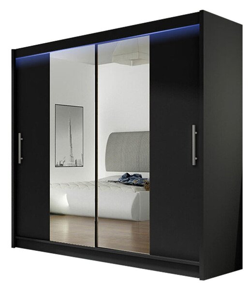Gardróbszekrény Closico Pallor II, Laminált forgácslap, 215x180x58cm, Fekete