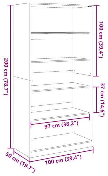 VidaXL Ruhásszekrény - Sonoma Tölgy - 5 Polc - 100x50x200 cm