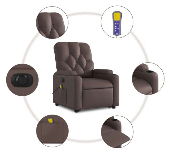 VidaXL elektromos barna műbőr felállást segítő dönthető masszázsfotel