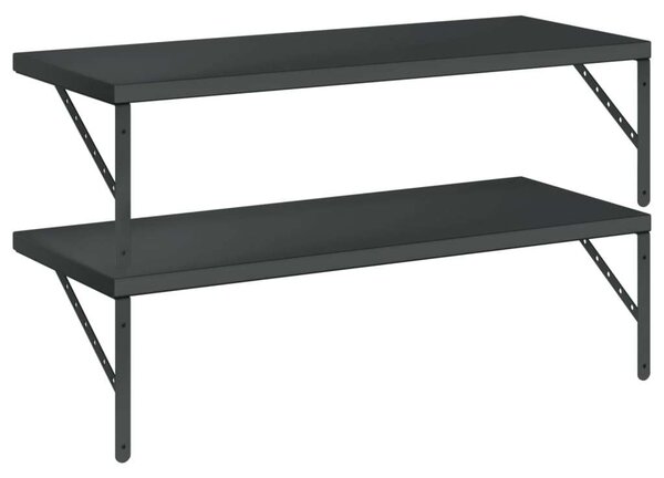 VidaXL Fali Polc - 2 db - 100x40 cm - Fekete