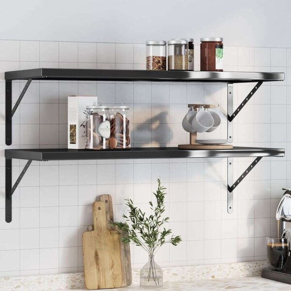 VidaXL Fali Polc - 2 db - 100x40 cm - Fekete