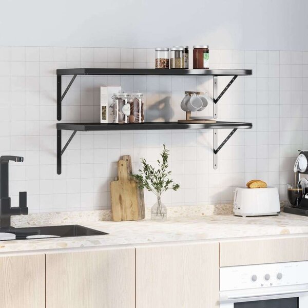 VidaXL Fali Polc - 2 db - 100x40 cm - Fekete