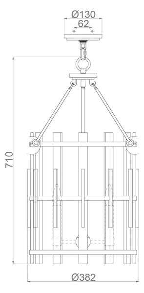 Quoizel loft függeszték wood hollow fekete falusias elsqz-wood-hollow-4p