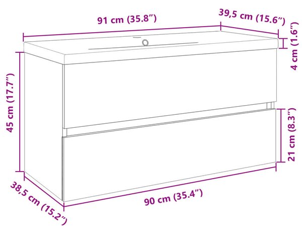 VidaXL Fürdőszoba Bútor Szett - Sonoma Tölgy - 90cm