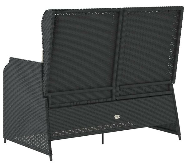 VidaXL fekete polyrattan dönthető kerti pad párnával