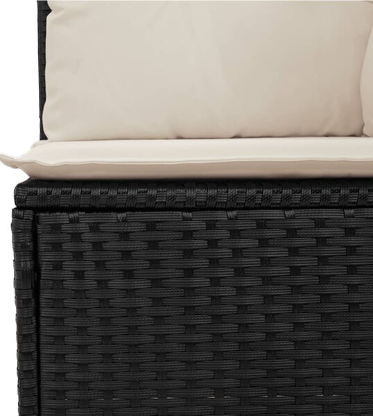 VidaXL fekete polyrattan dönthető kerti pad párnával