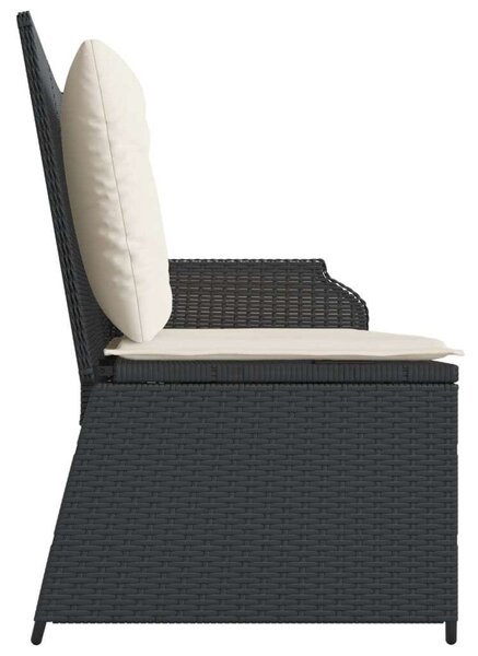 VidaXL fekete polyrattan dönthető kerti pad párnával