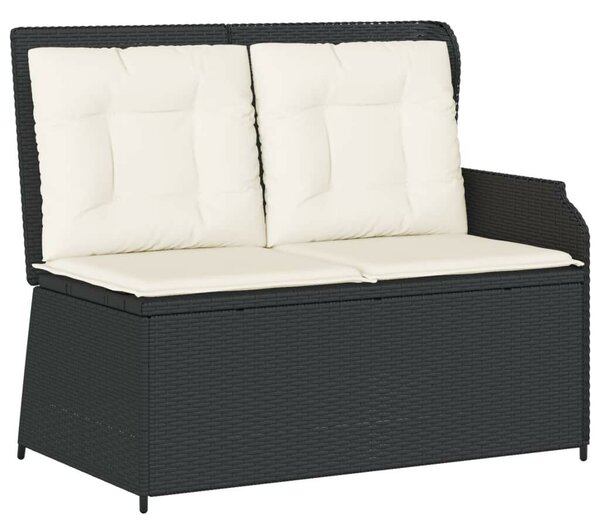 VidaXL fekete polyrattan dönthető kerti pad párnával