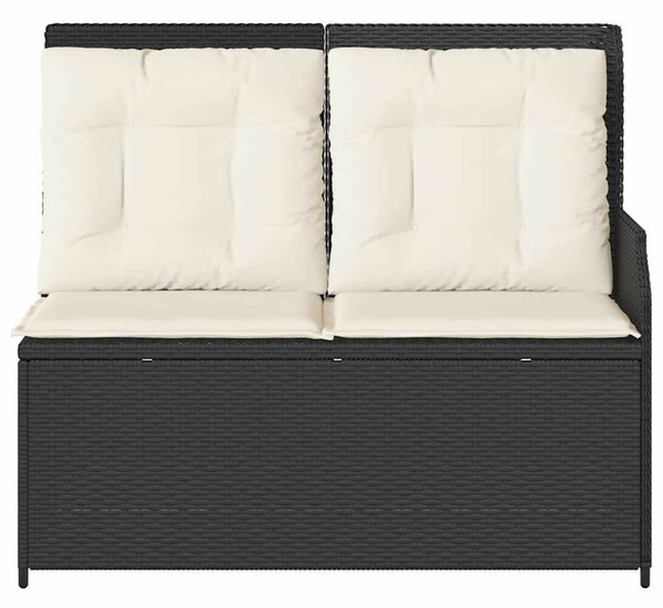 VidaXL fekete polyrattan dönthető kerti pad párnával