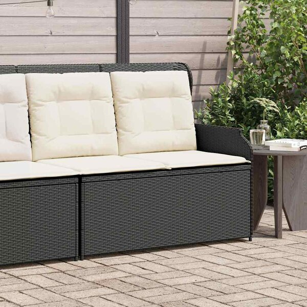 VidaXL fekete polyrattan dönthető kerti pad párnával
