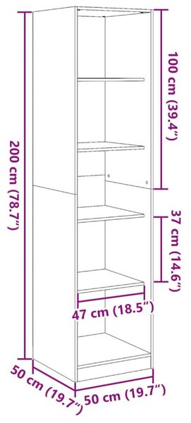 VidaXL kézműves tölgy színű szerelt fa ruhásszekrény 50 x 50 x 200 cm