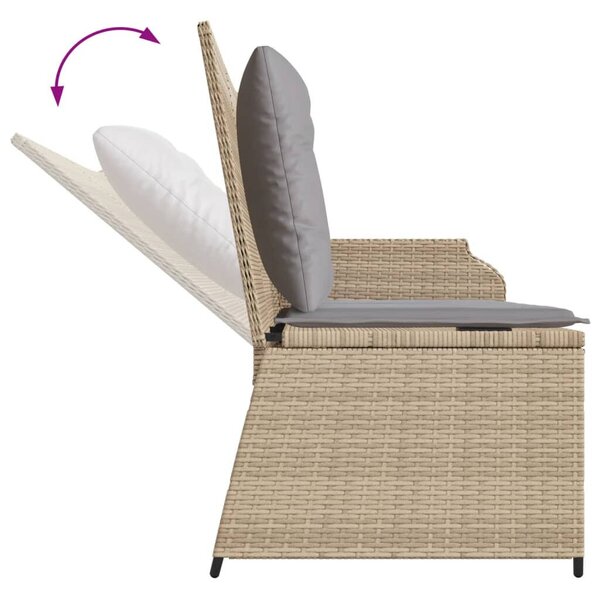 VidaXL bézs polyrattan dönthető kerti pad párnával