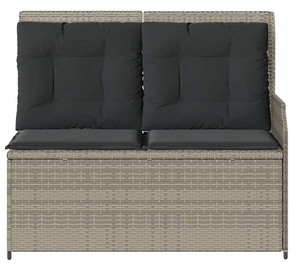 VidaXL világosszürke polyrattan dönthető kerti pad párnával