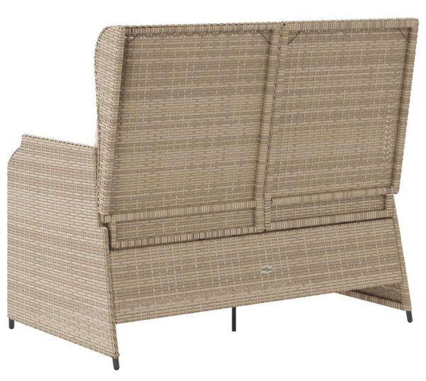 VidaXL bézs polyrattan dönthető kerti pad párnával