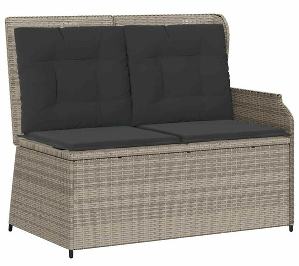 VidaXL világosszürke polyrattan dönthető kerti pad párnával